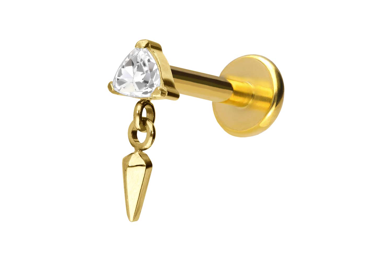 Titan Labret Piercing mit Push Fit KRISTALLDREIECK + SPITZE
